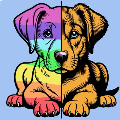 realistic dog split picture