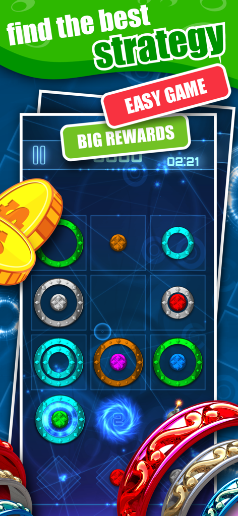 Color Ring game screen showing strategy tips and big rewards