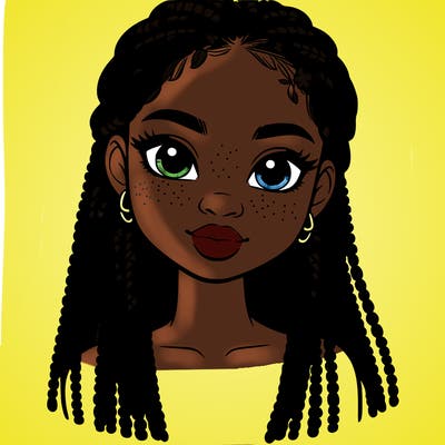 a realistic black girl with braids