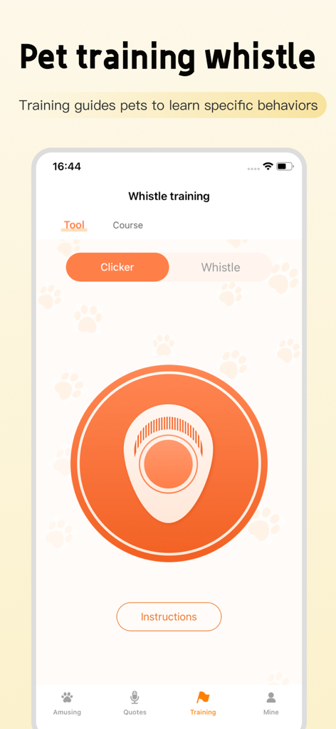 강아지 언어 번역기 앱 내의 강아지 훈련 클릭커 도구 스크린샷