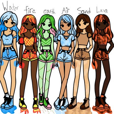 a group of girls wearing crop tops and shorts