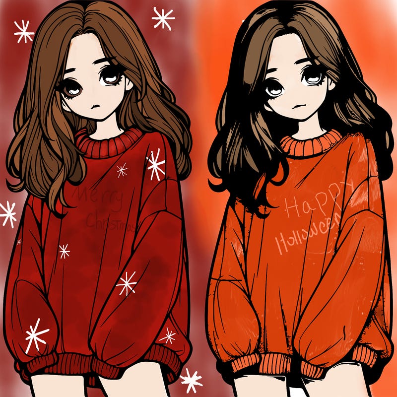 realistic girl with baggy sweater