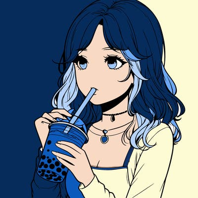 realistic girl drinking boba tea