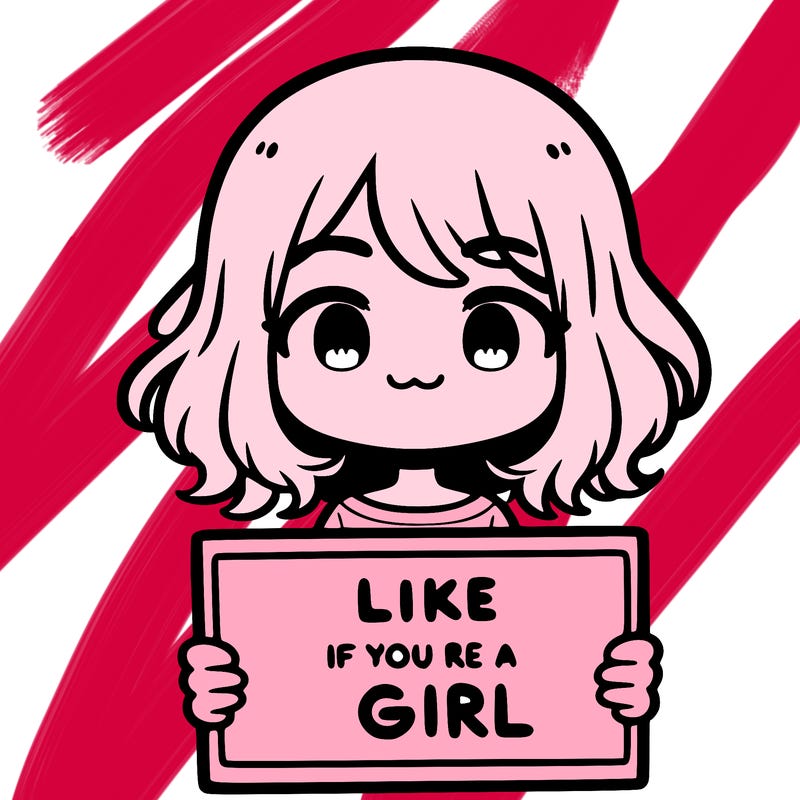 a cute girl holding a sign that says like if you’re a girl