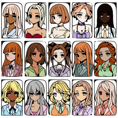 girls that look diffrent anime