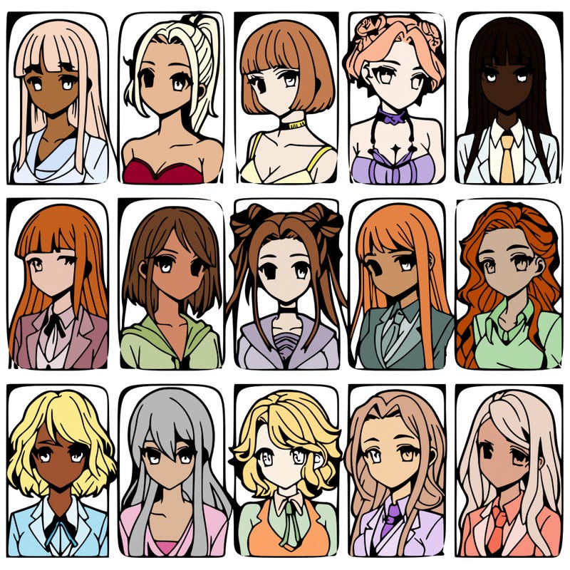 girls that look diffrent anime