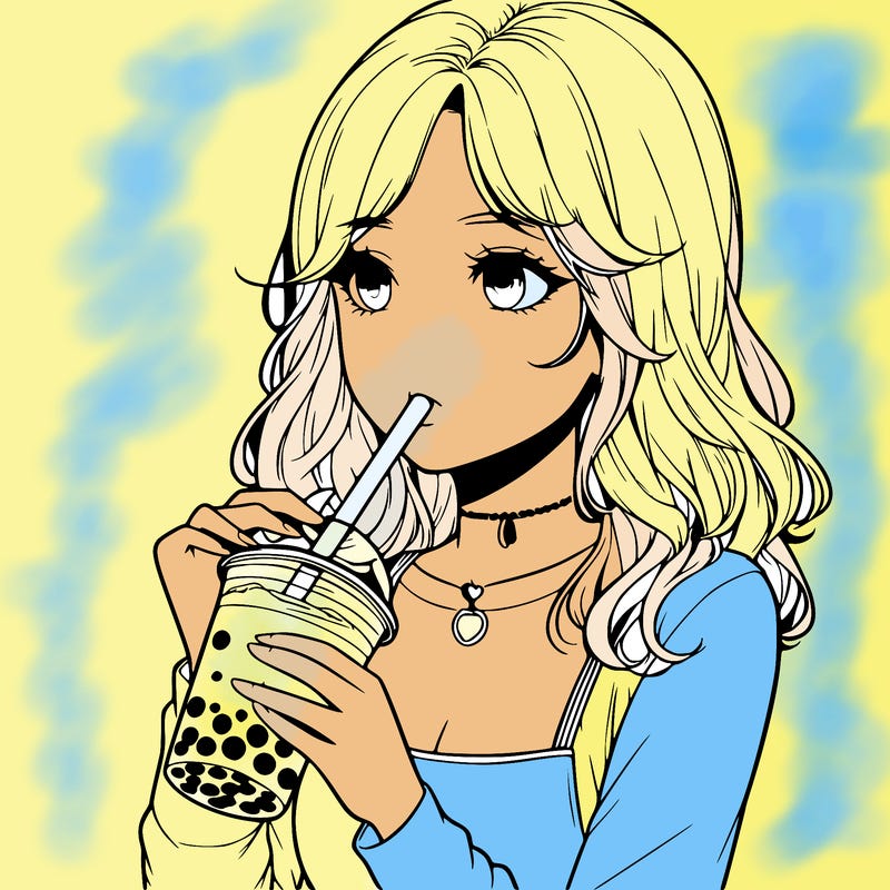 realistic girl drinking boba tea