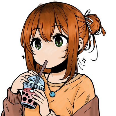 manga character drinking boba