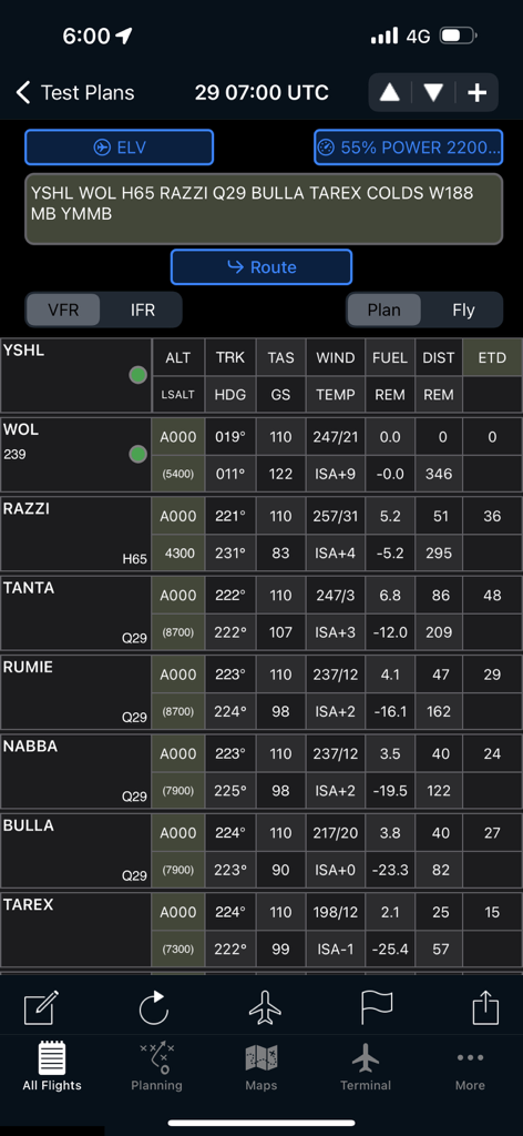 AvPlan EFB - AvPlan EFB Flugplan-Protokoll mit Wegpunkten und Navigationsdaten