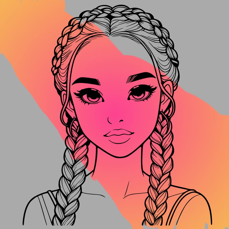 realistic girl with braids