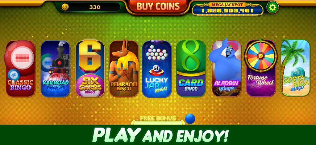 Luck'e Bingo : Video Bingo - Luck-e Bingo game selection screen featuring multiple themed video bingo rooms.