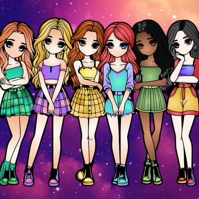 a group of girls realistic