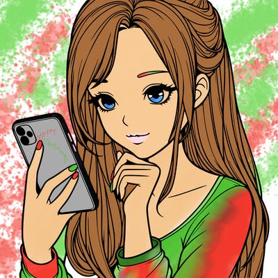 realistic girl with a  iphone