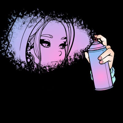 a realistic girl, spray painting