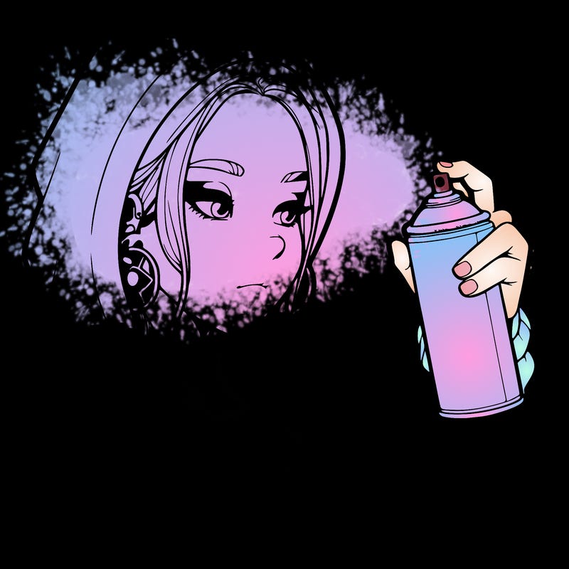 a realistic girl, spray painting