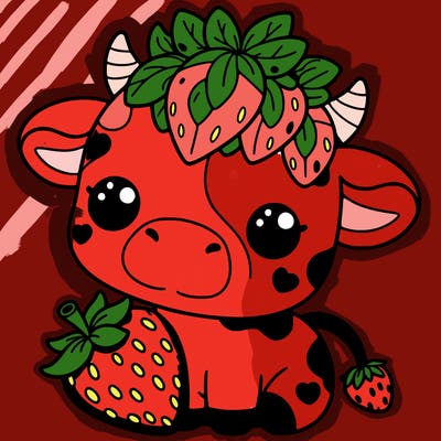 cute strawberry cow