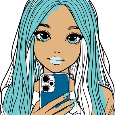 realistic girl with a phone