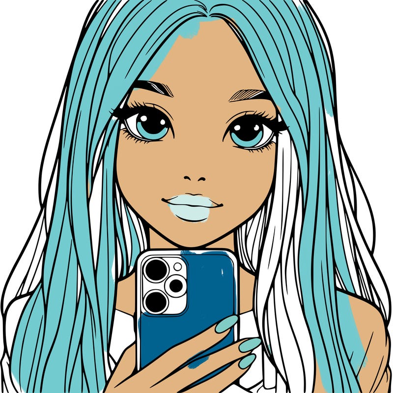 realistic girl with a phone