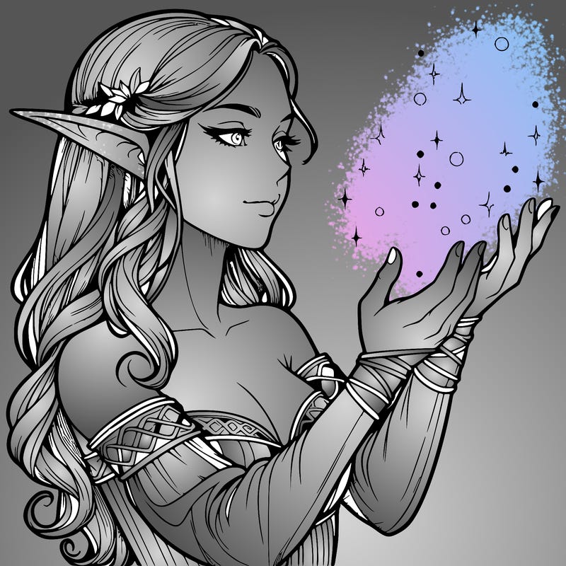 realistic elf girl doing magic