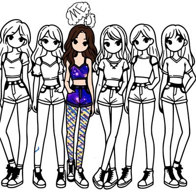 a group of girls wearing crop tops and shorts