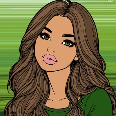 realistic girl with hair on her hair and lips