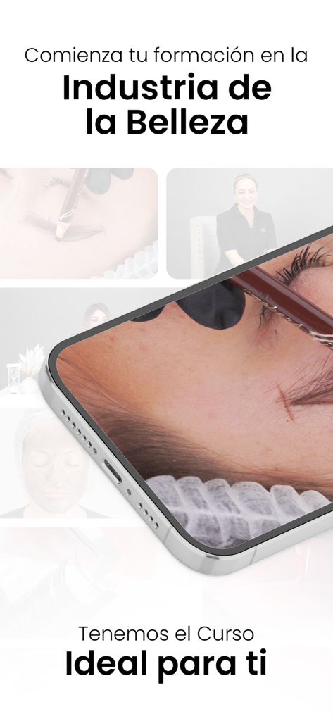 Brows Couple - A smartphone displaying an online beauty course tutorial for eyebrow design.