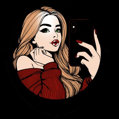 realistic girl taking mirror selfie beautiful