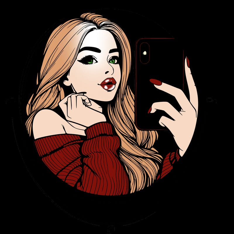 realistic girl taking mirror selfie beautiful