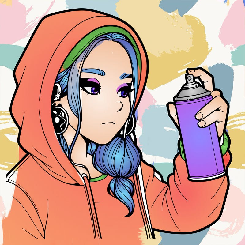 a realistic girl, spray painting