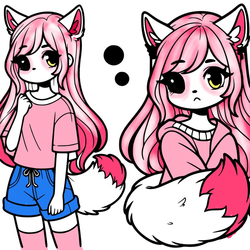 a teenage girl with fox ears and tail