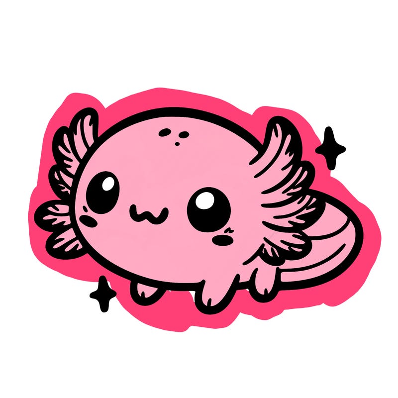 cute easy baby axolotl