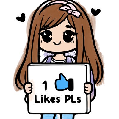 girl holding a sign saying 10 likes pls