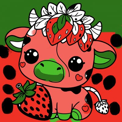 cute strawberry cow