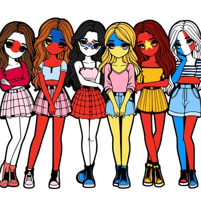 a group of girls realistic