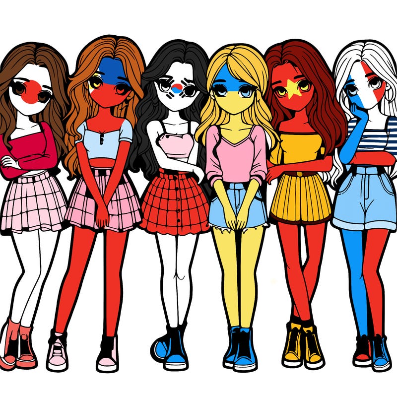 a group of girls realistic