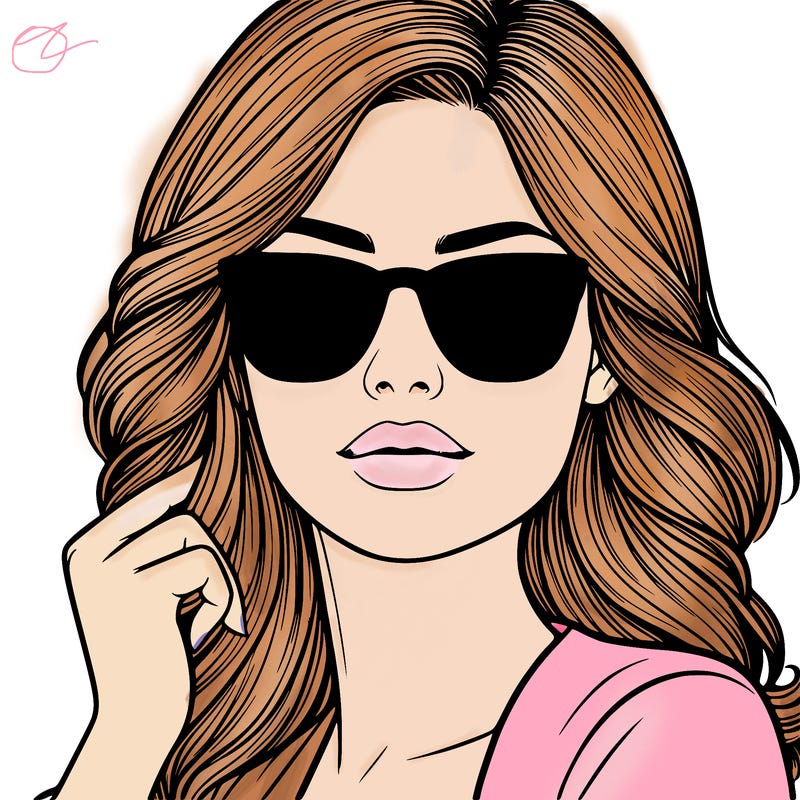 realistic woman with sunglasses