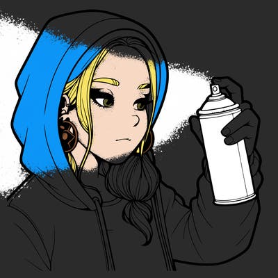 a realistic girl, spray painting