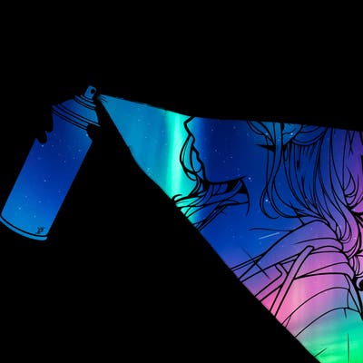 a realistic girl spray, painting