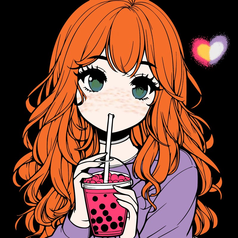 realistic girl drink a boba