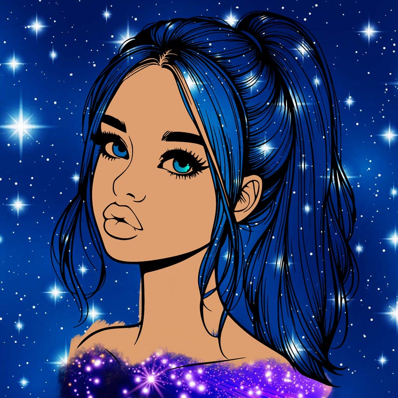 realistic girl with ponytail on her hair and lips