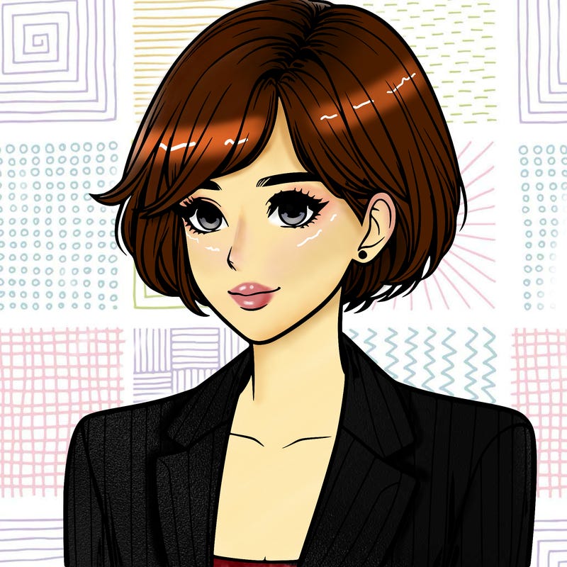 one beautiful girl realistic wearing suit with short hair
