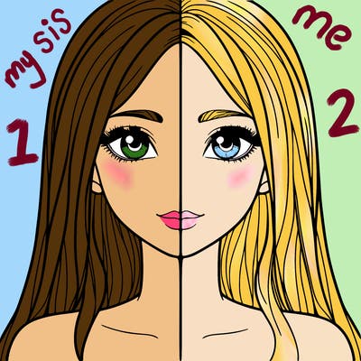 a split realistic girl