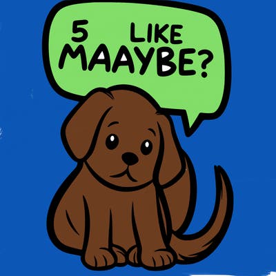 a puppy that says 5 like maybe