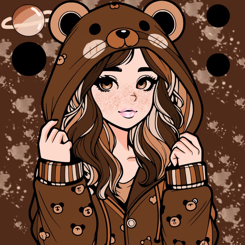 realistic girl in a animal pjs hoodie