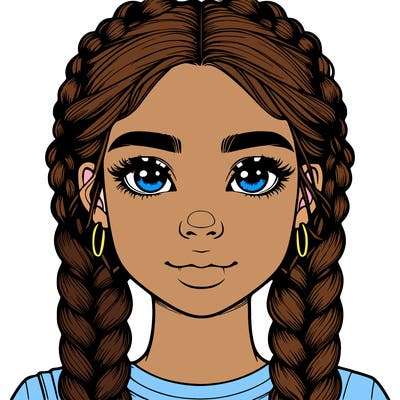 realistic girl with braids