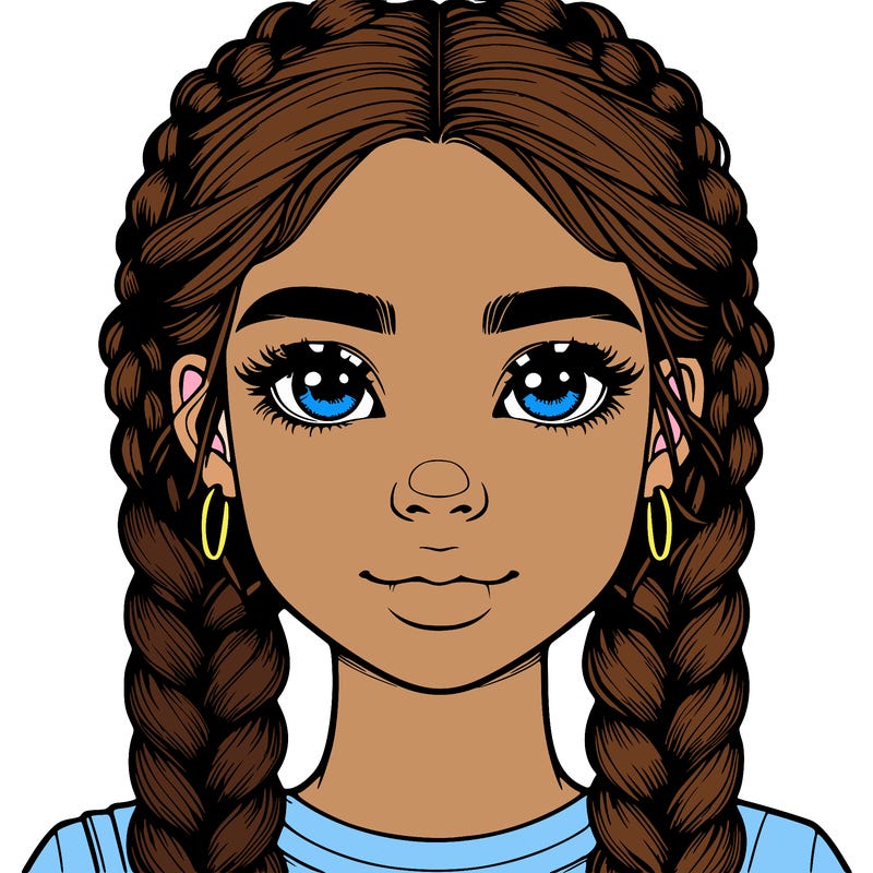 realistic girl with braids