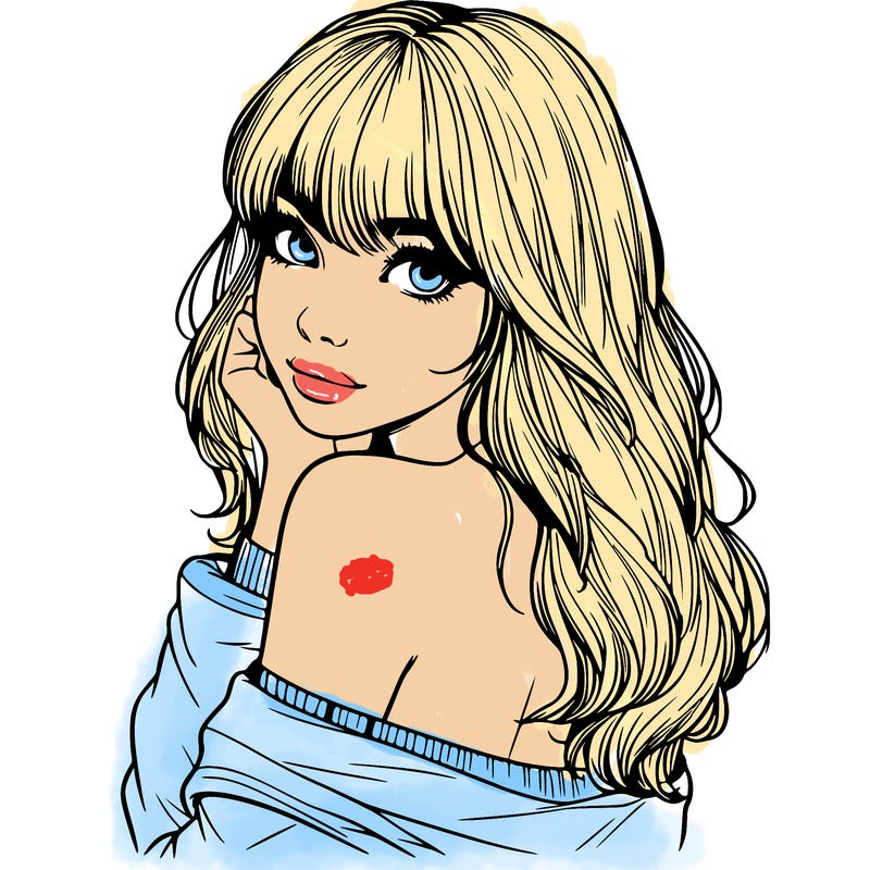 realistic girl with bangs looking over her shoulder