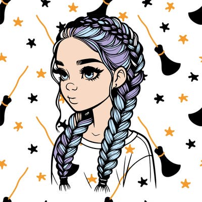 realistic girl with braids