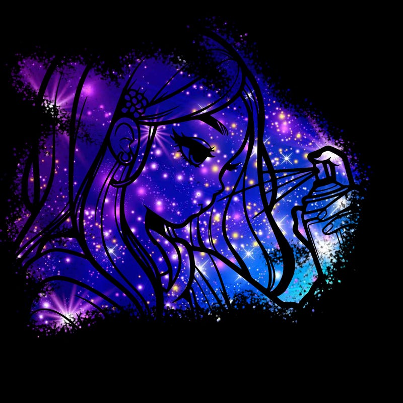 a realistic girl spray painting