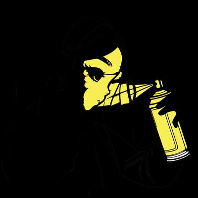 a realistic girl spray painting